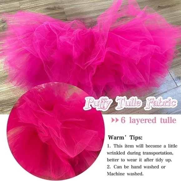 PINK 6 Layered Tulle Tutu Skirt for Women Girls Balletcore Barbie Halloween - Picture 6 of 6
